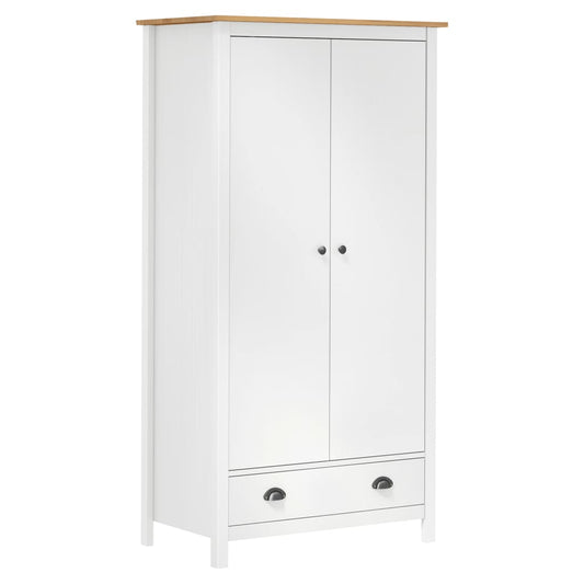 Garde-robe à 2 portes Hill Blanc 89x50x170cm Bois de pin solide