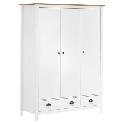 Garde-robe à 3 portes Hill Blanc 127x50x170 cm Bois pin solide