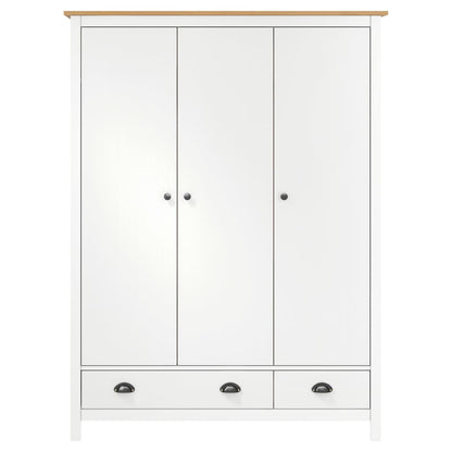 Garde-robe à 3 portes Hill Blanc 127x50x170 cm Bois pin solide