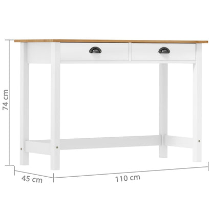 Table console Hill avec 2 tiroirs 110x45x74 cm Pin solide