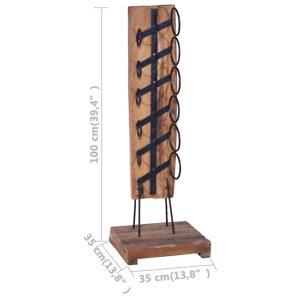 Casier à bouteilles pour 6 bouteilles 35x35x100 cm Teck massif