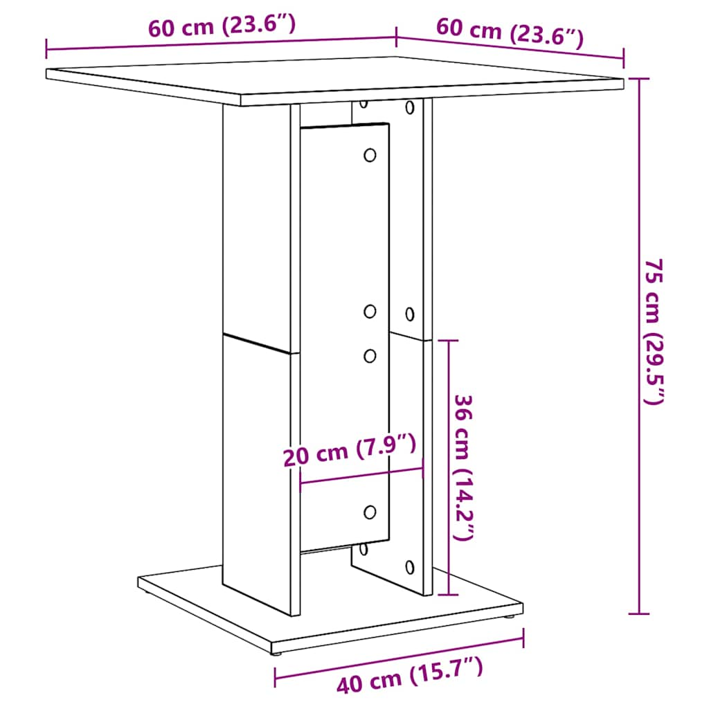 Table de bistro Chêne sonoma 60x60x75 cm Bois d'ingénierie