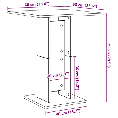 Table de bistro Chêne sonoma 60x60x75 cm Bois d'ingénierie