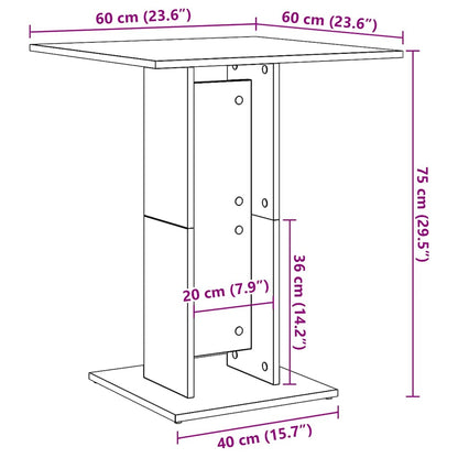 Table de bistro Gris béton 60x60x75 cm Bois d'ingénierie