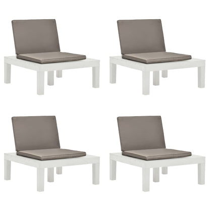 Chaises de salon de jardin et coussins lot de 4 Plastique Blanc