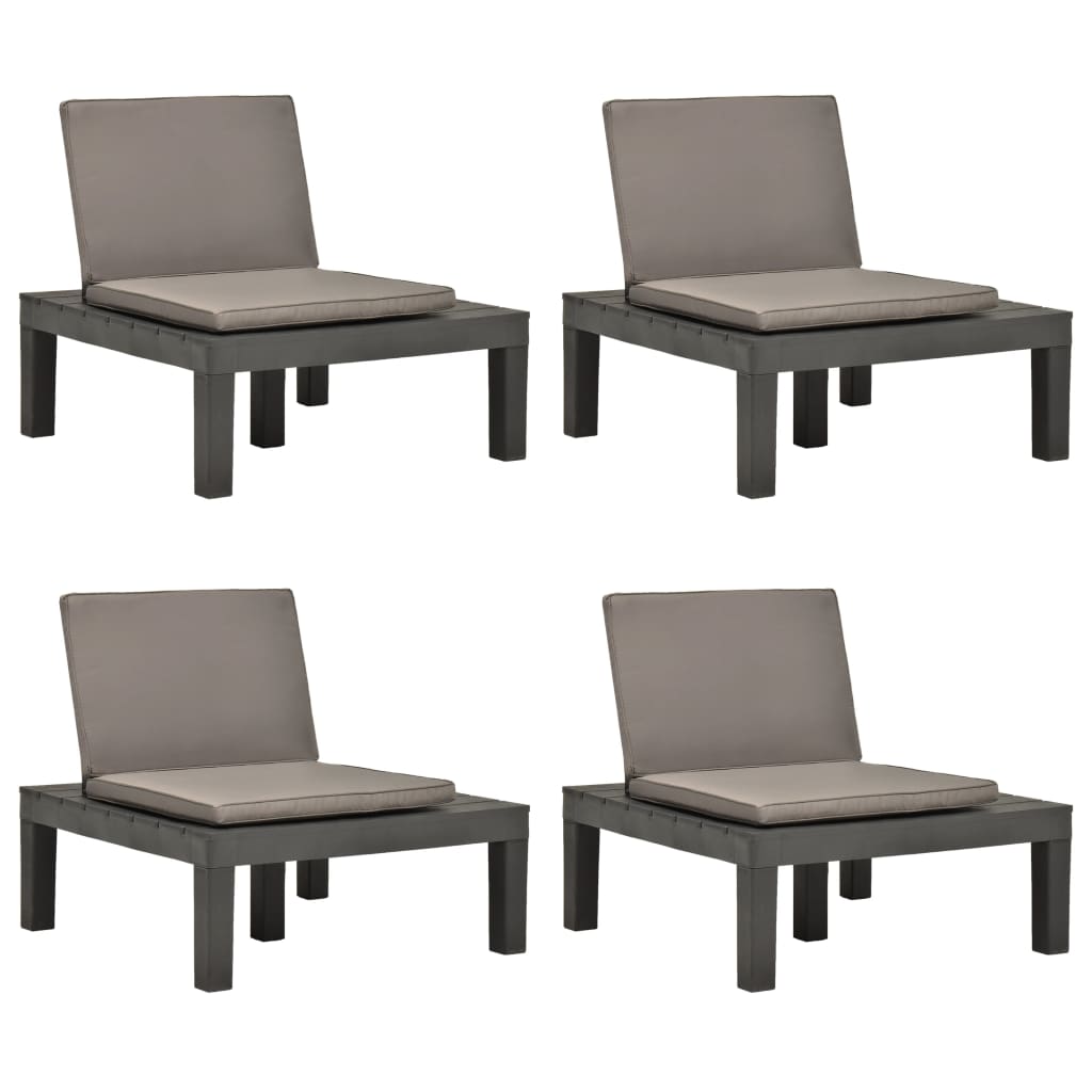 Chaises de salon de jardin et coussins 4pc Plastique Anthracite