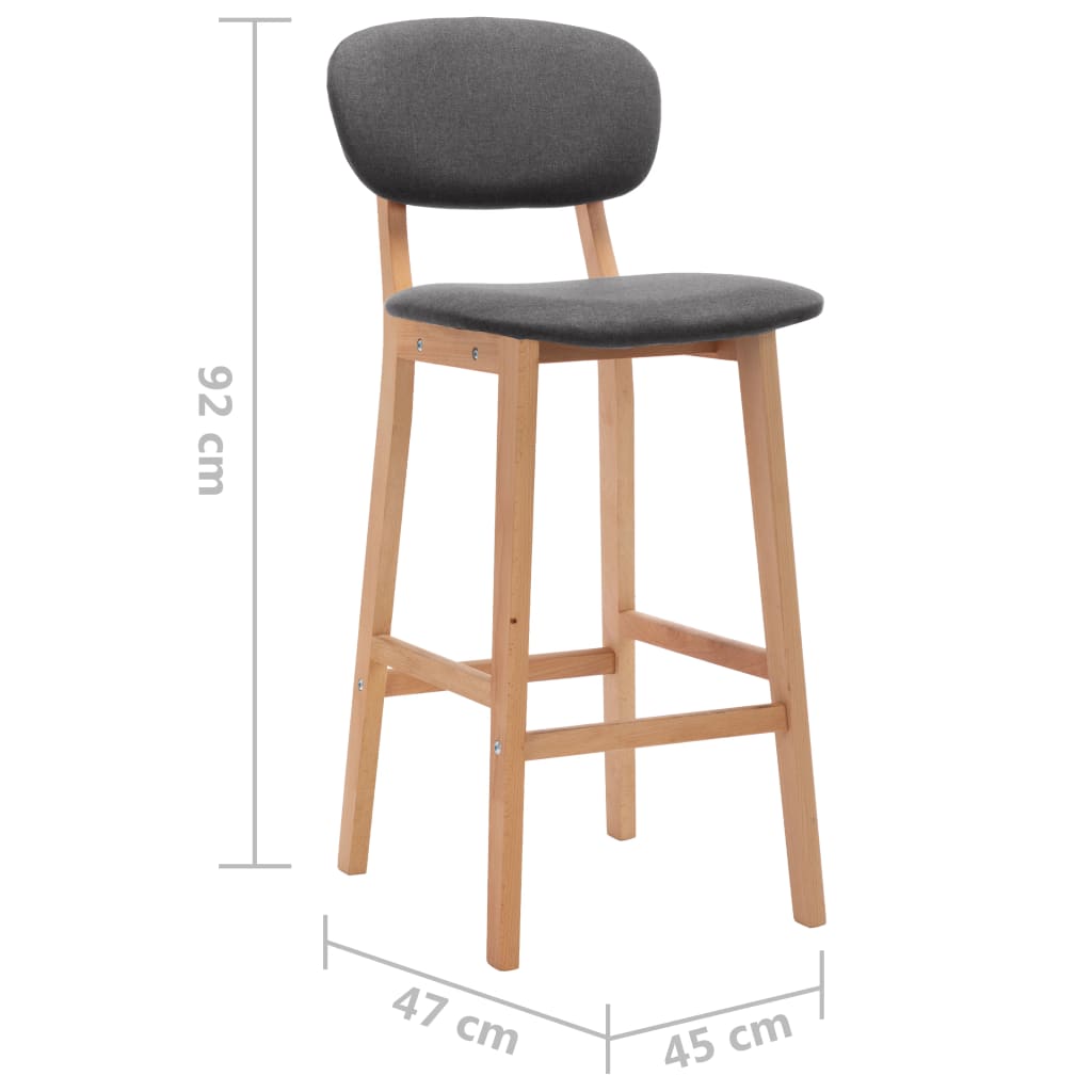 Tabourets de bar lot de 2 gris foncé tissu