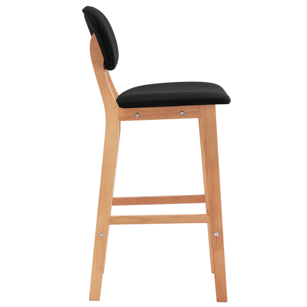 Tabourets de bar lot de 2 noir tissu