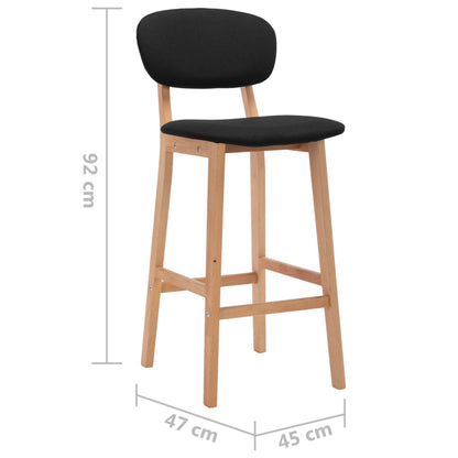 Tabourets de bar lot de 2 noir tissu