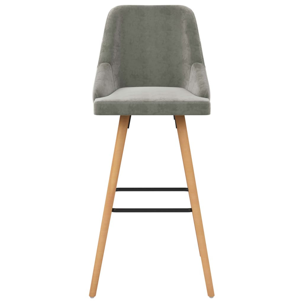 Tabourets de bar lot de 2 gris clair velours