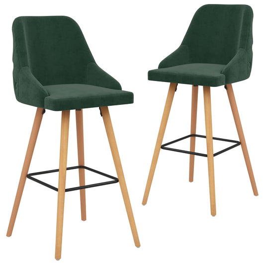 Tabourets de bar lot de 2 vert foncé velours