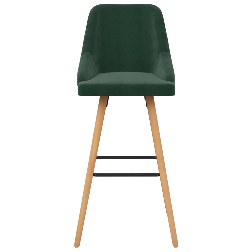 Tabourets de bar lot de 2 vert foncé velours