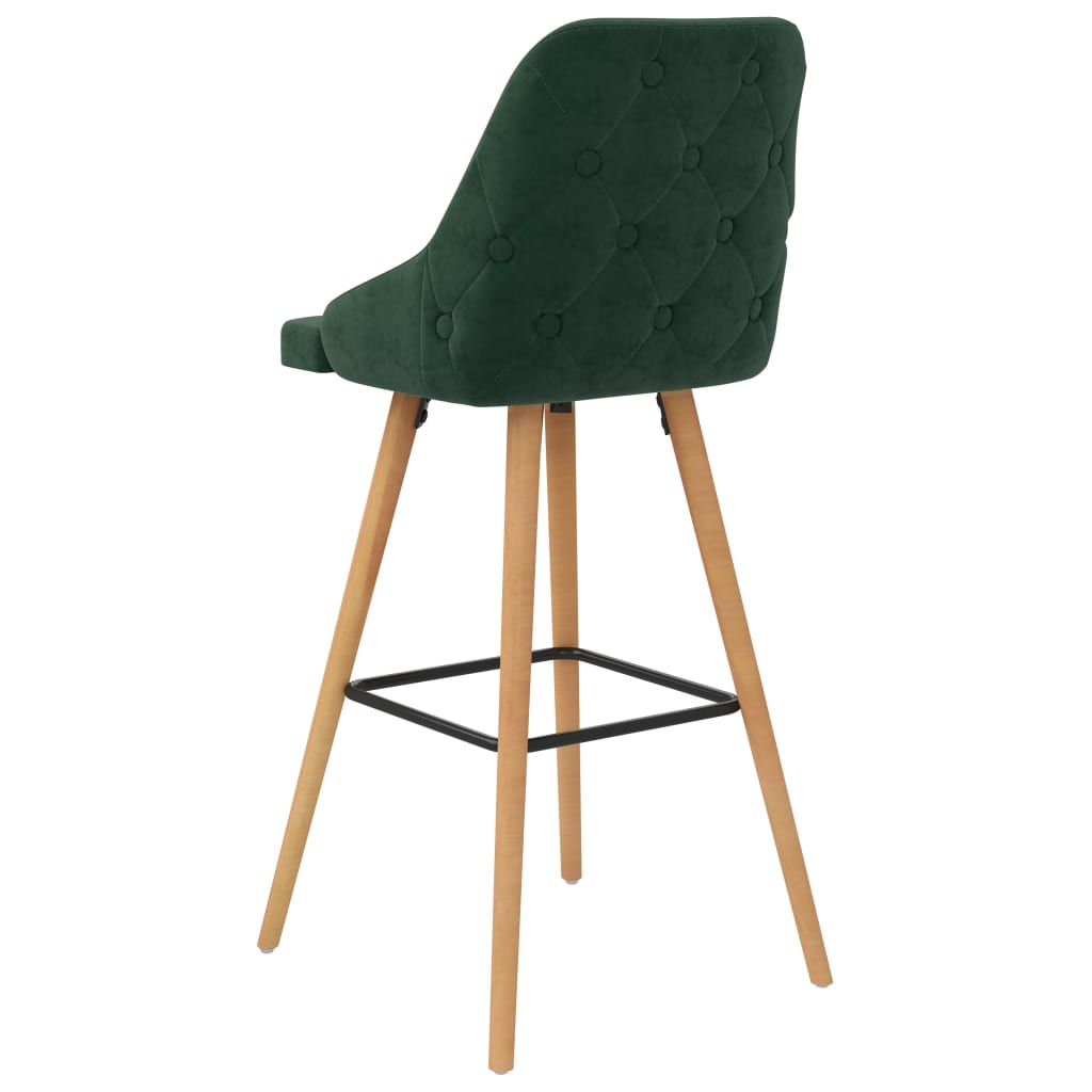 Tabourets de bar lot de 2 vert foncé velours