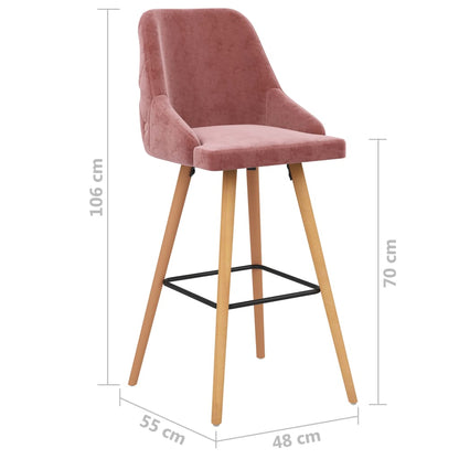 Tabourets de bar lot de 2 rose velours