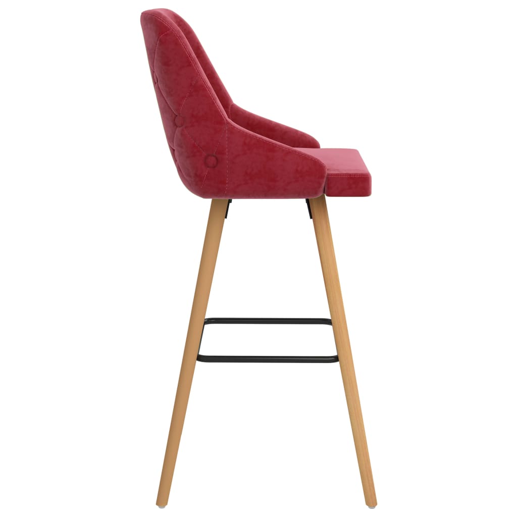 Tabourets de bar lot de 2 rouge bordeaux velours