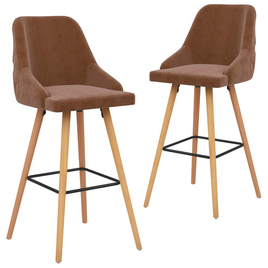 Tabourets de bar lot de 2 marron velours