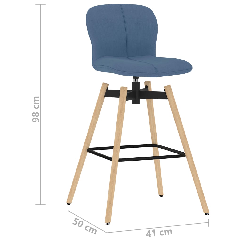 Chaises pivotantes de bar lot de 2 bleu tissu