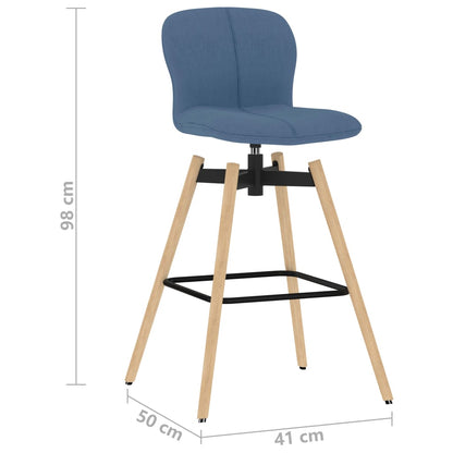 Chaises pivotantes de bar lot de 2 bleu tissu