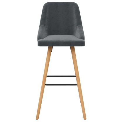 Chaises de bar lot de 2 gris foncé velours