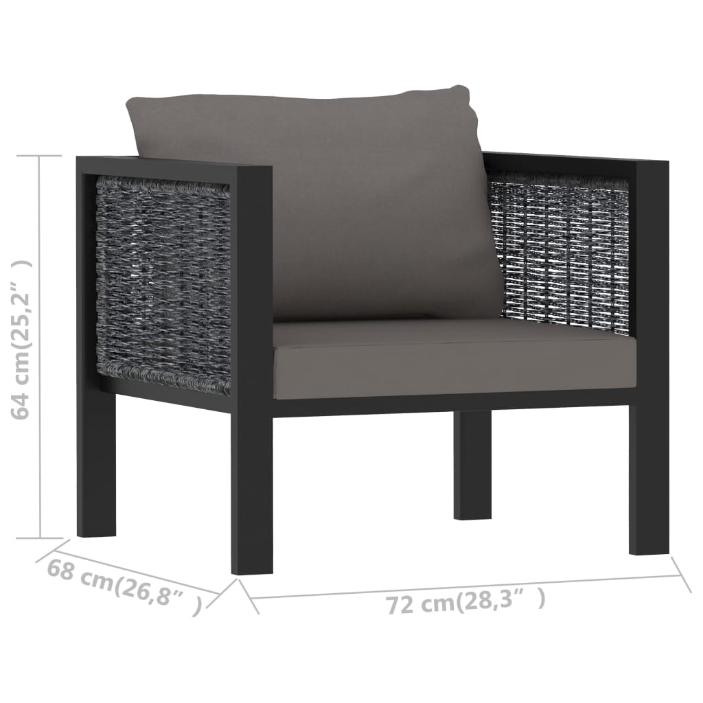 Canapé sectionnel avec coussin Résine tressée Anthracite