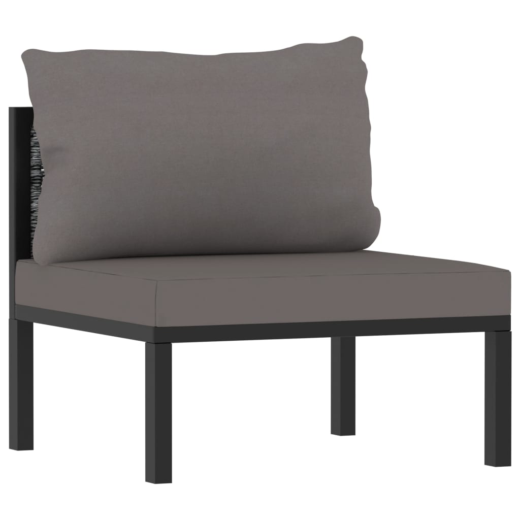 Canapé central sectionnel et coussin Résine tressée Anthracite