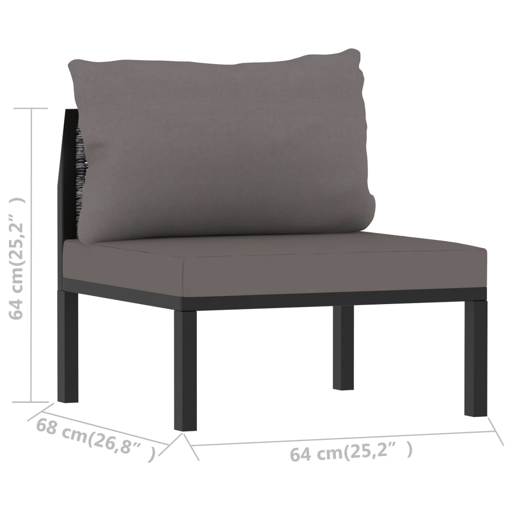 Canapé central sectionnel et coussin Résine tressée Anthracite