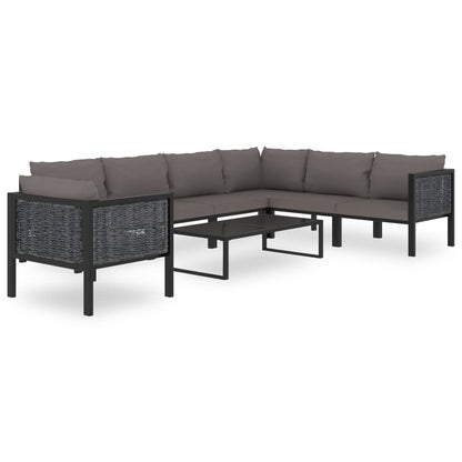 Canapé central sectionnel et coussin Résine tressée Anthracite