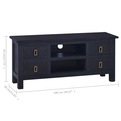 Meuble TV Café noir clair 100x30x45 cm Bois d'acajou massif