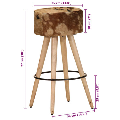 Tabourets de bar lot de 2 cuir véritable et bois de manguier