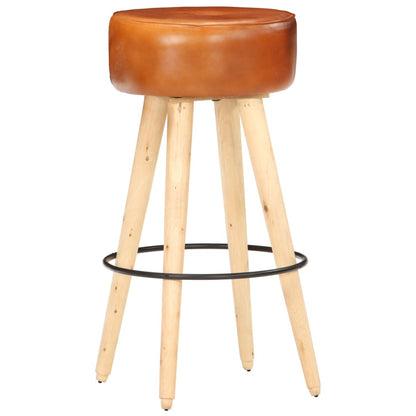 Tabourets de bar lot de 2 cuir véritable et bois de manguier