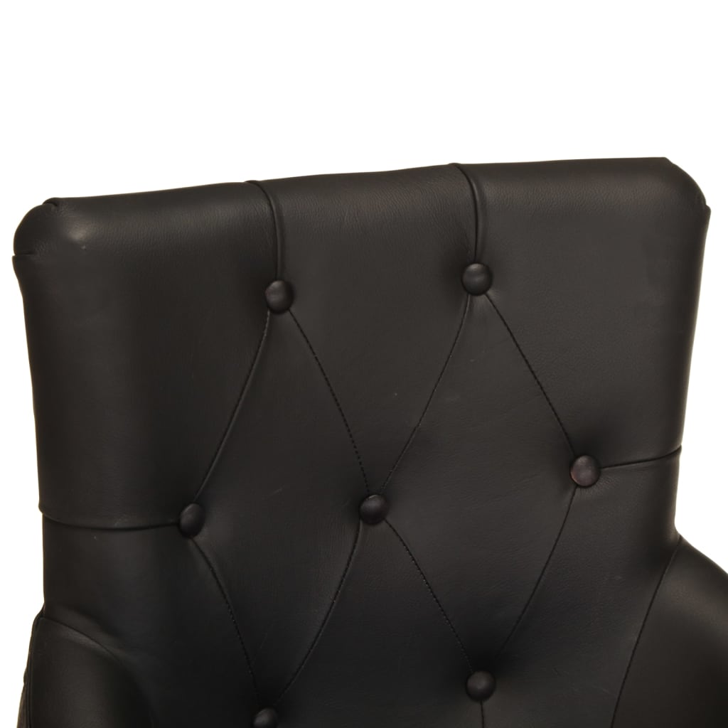 Chaises à manger lot de 2 noir cuir de chèvre véritable