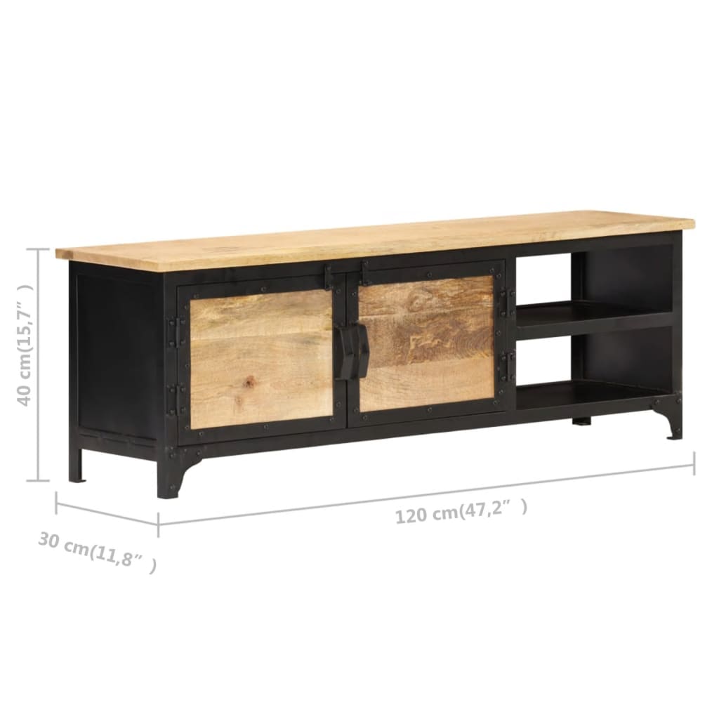 Meuble TV 120x30x40 cm Bois massif de manguier