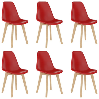 Chaises à manger lot de 6 rouge plastique