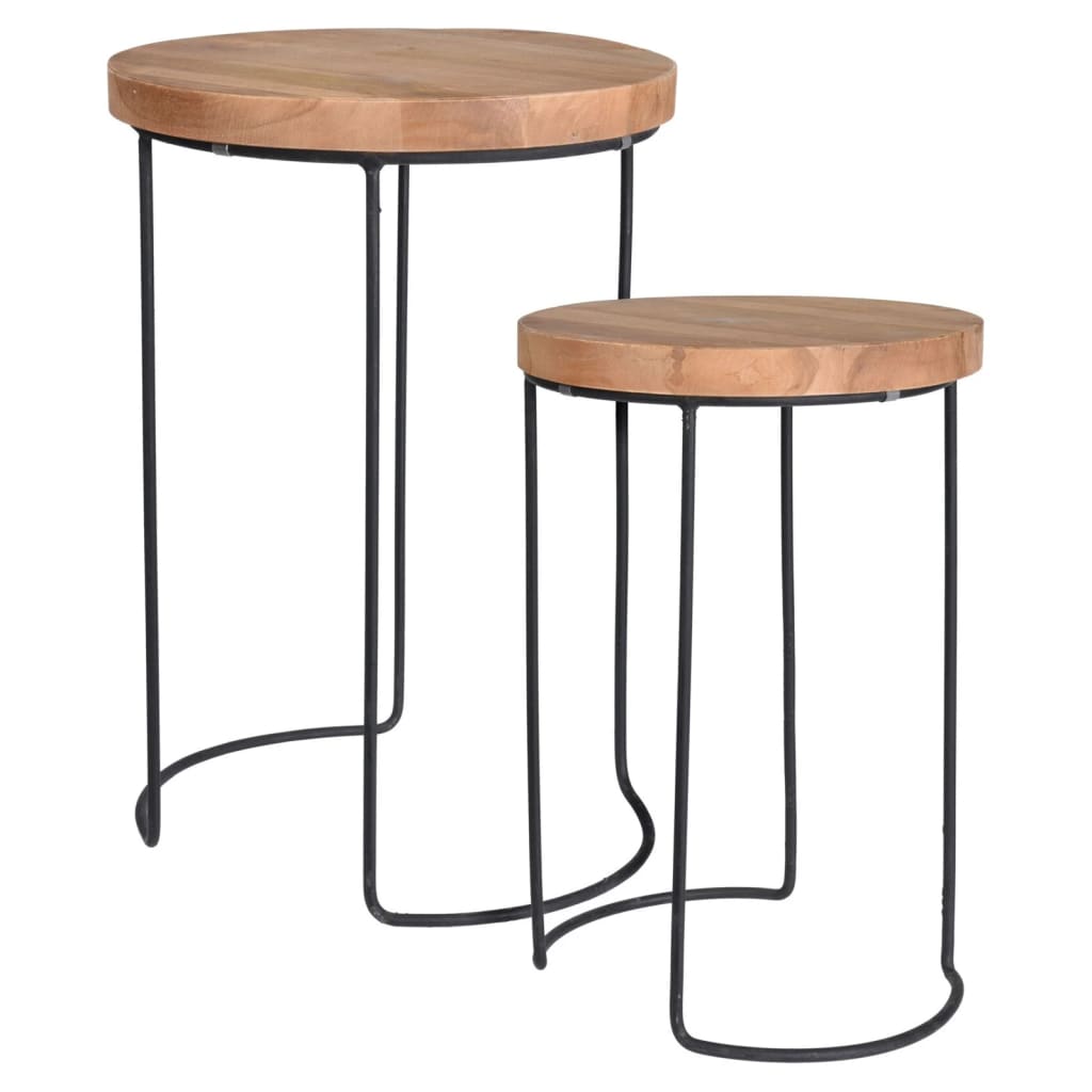 H&S Collection Ensemble de tables d'appoint 2 pcs Teck