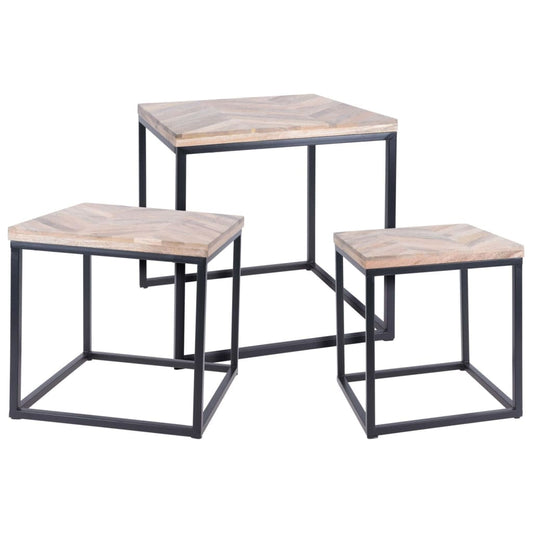 H&S Collection Ensemble de tables d'appoint 3 pcs Teck