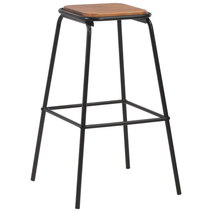 Tabourets de bar lot de 6 noir pinède solide et acier