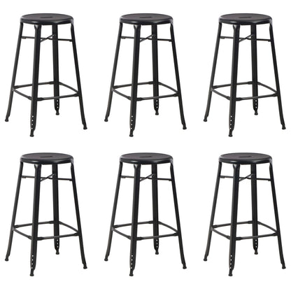 Tabourets de bar lot de 6 noir acier