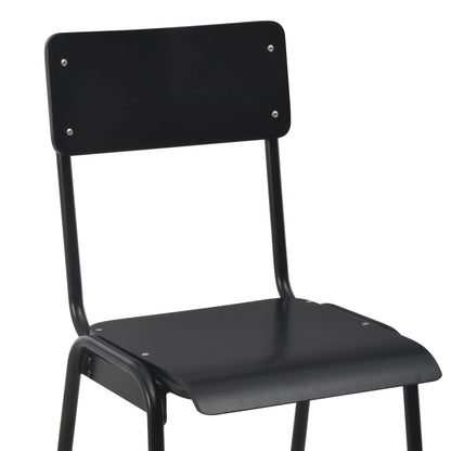 Chaises de bar lot de 6 noir contreplaqué solide et acier