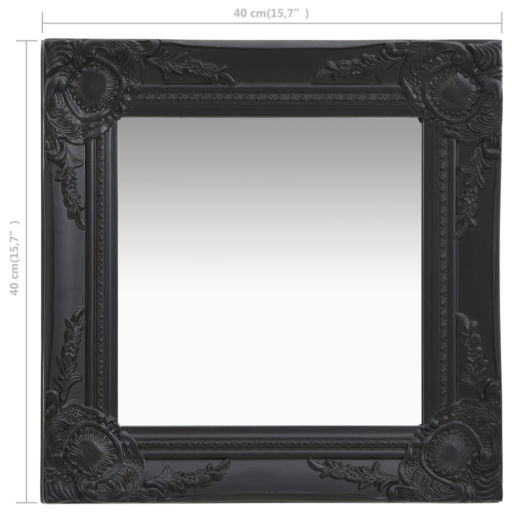 Miroir mural style baroque 40x40 cm noir