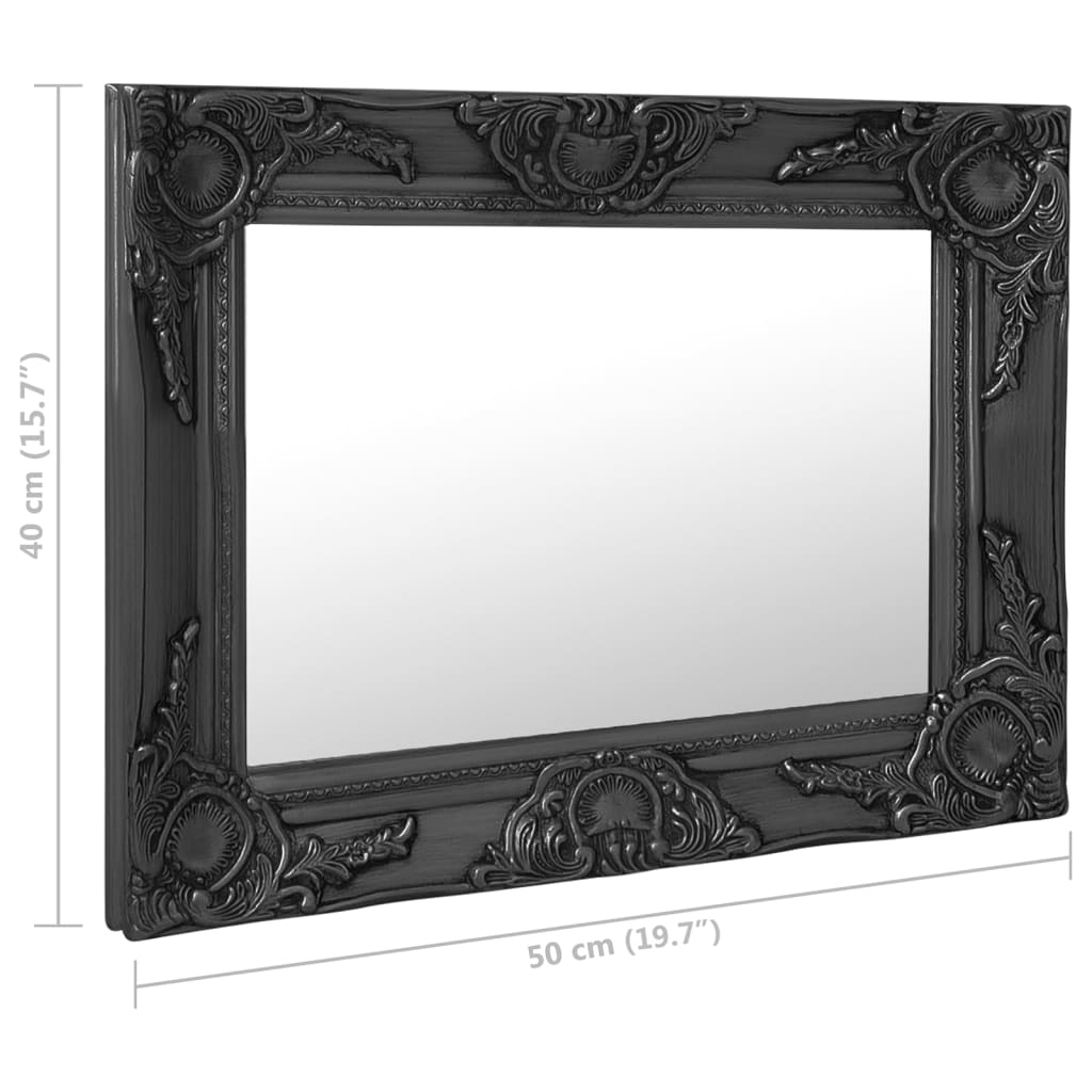 Miroir mural style baroque 50x40 cm noir