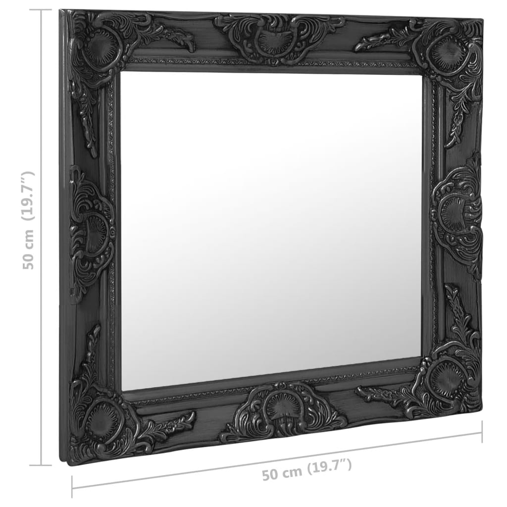 Miroir mural style baroque 50x50 cm noir