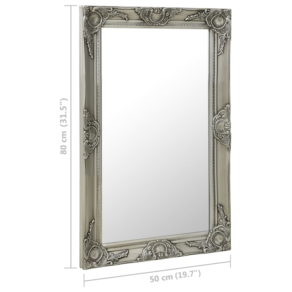 Miroir mural style baroque 50x80 cm Argenté