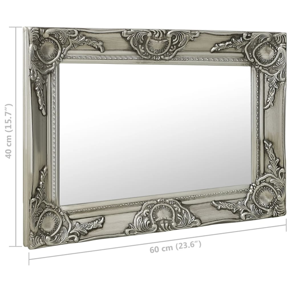 Miroir mural style baroque 60x40 cm Argenté