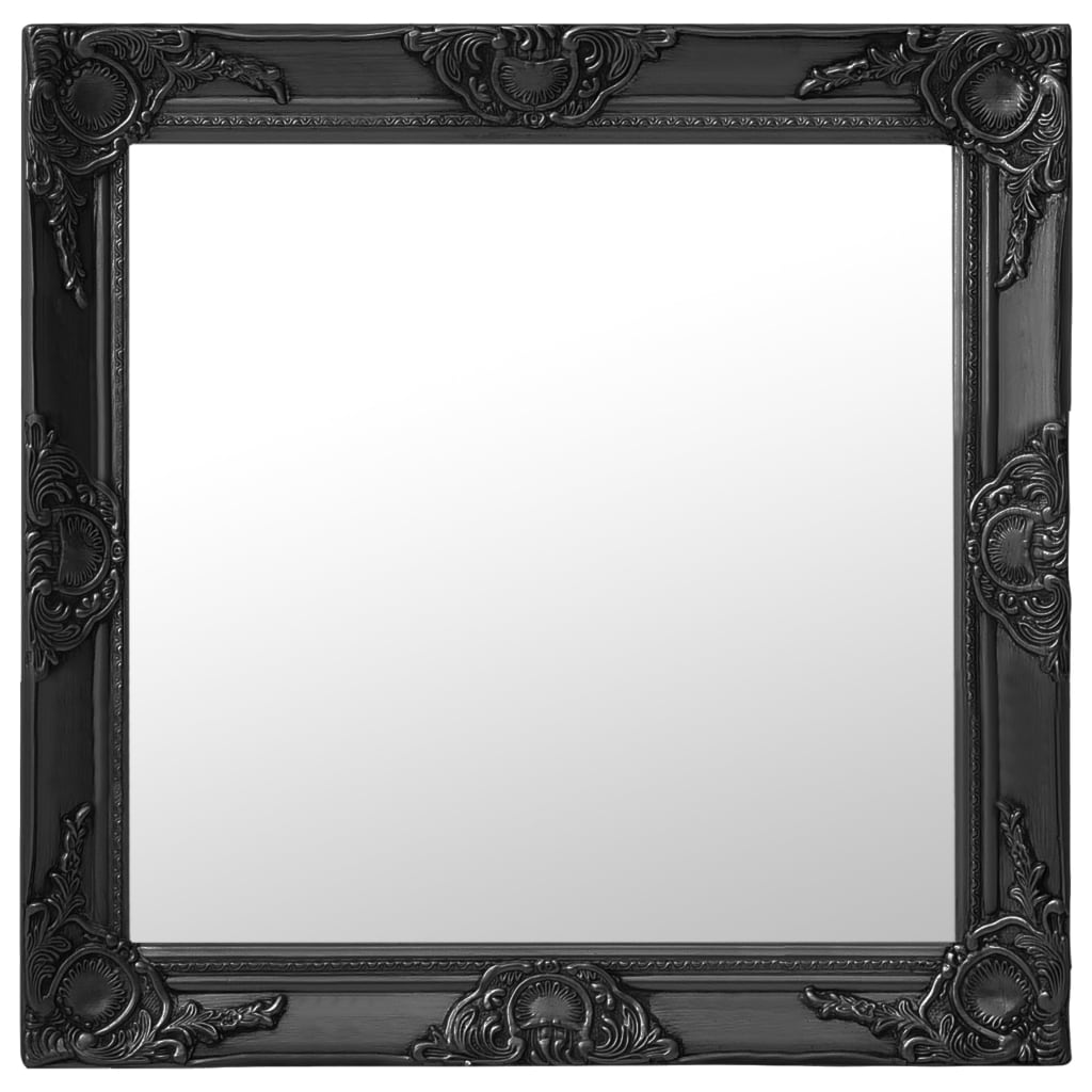 Miroir mural style baroque 60x60 cm noir