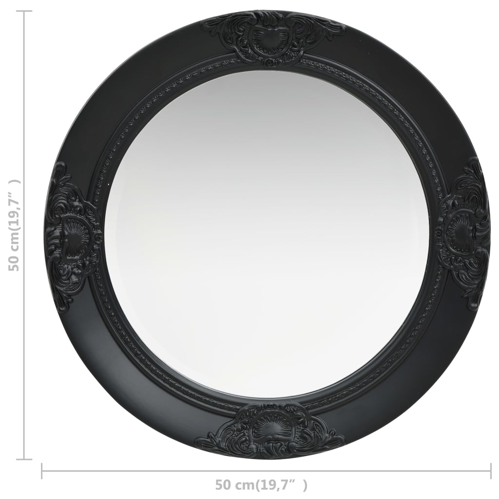 Miroir mural style baroque 50 cm noir