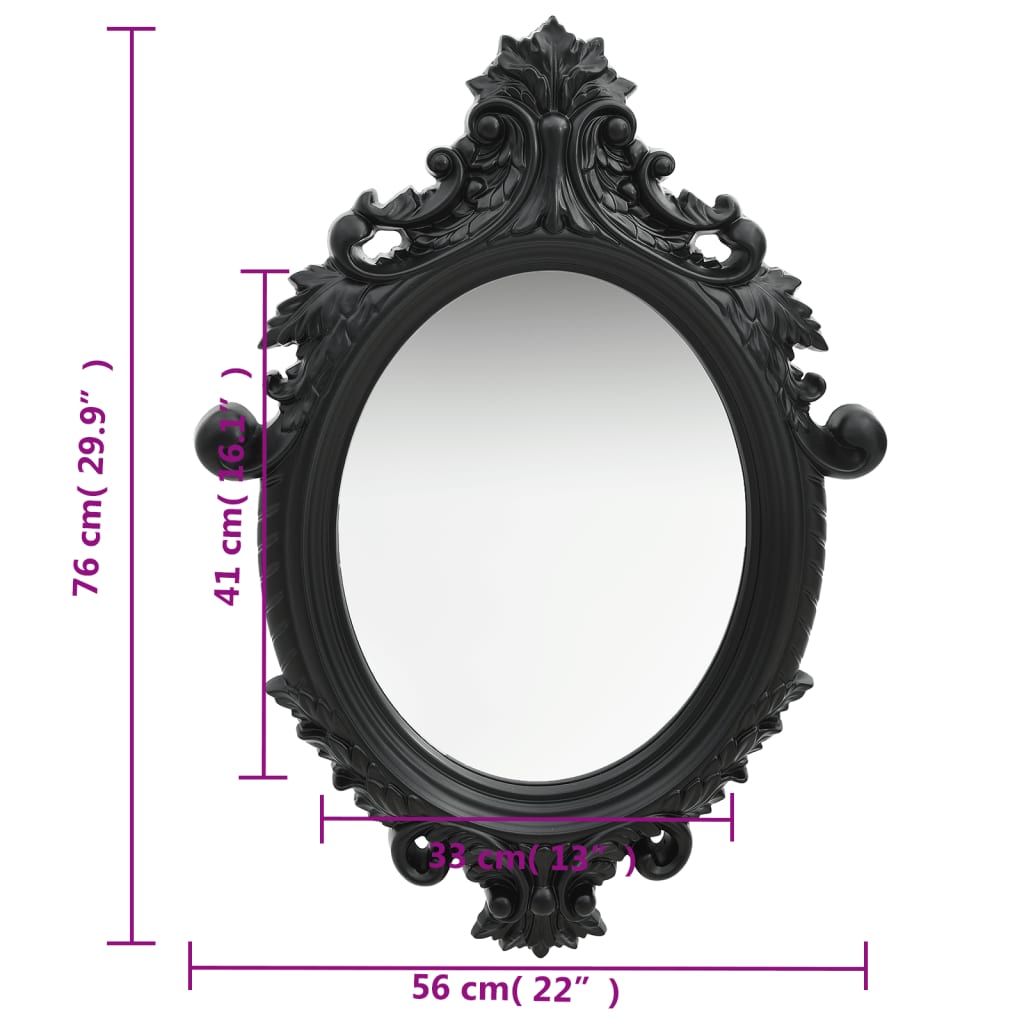 Miroir mural style château 56x76 cm Noir