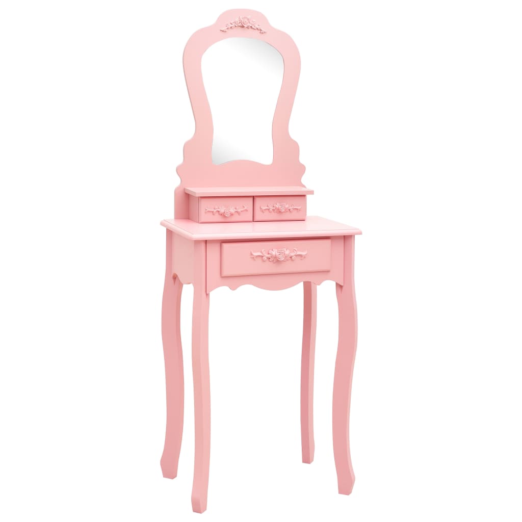 Ensemble de coiffeuse avec tabouret Rose 50x59x136 cm Paulownia