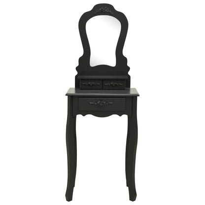 Ensemble de coiffeuse avec tabouret Noir 50x59x136 cm Paulownia