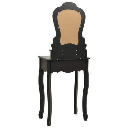 Ensemble de coiffeuse avec tabouret Noir 50x59x136 cm Paulownia