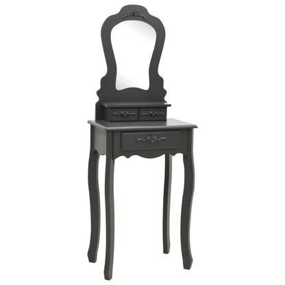 Ensemble de coiffeuse avec tabouret Gris 50x59x136 cm Paulownia